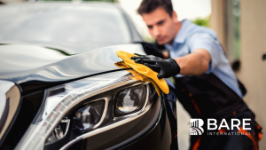 Man washing a car